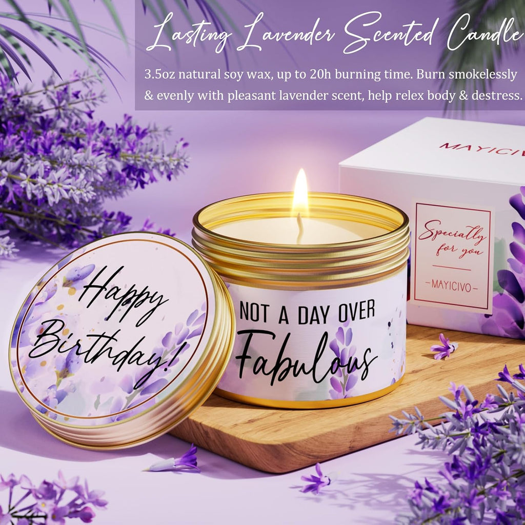 Happy Birthday Gifts for Women Friendship, Birthday Gift Box for Mom Sister | Unique Lavender Birthday Spa Gift Set, Best Friend Birthday Gifts Basket Self Care Gift Idea for Her Wife Girlfriend Coworker
