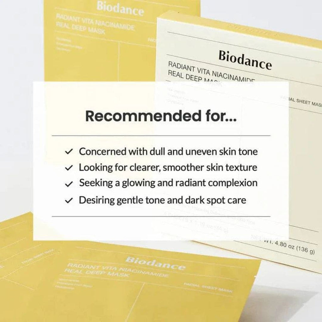 (4 PCS) Biodance Radiant Vita Niacinamide Real Deep Mask